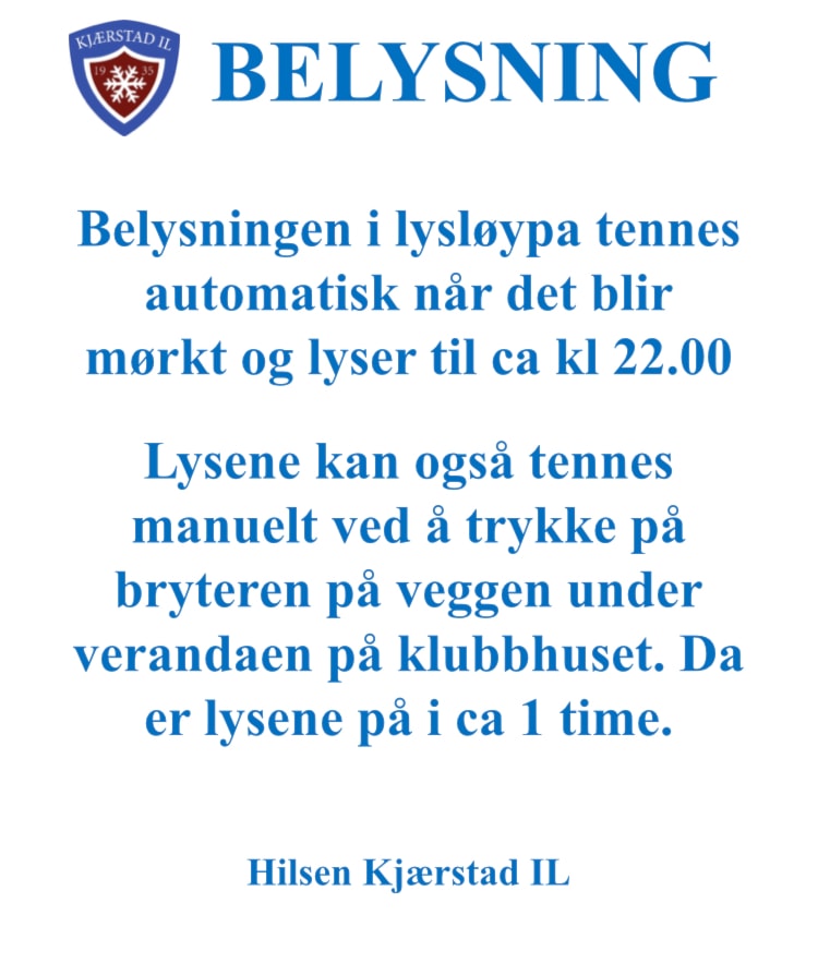 Informasjon om belysning av lysløyper.